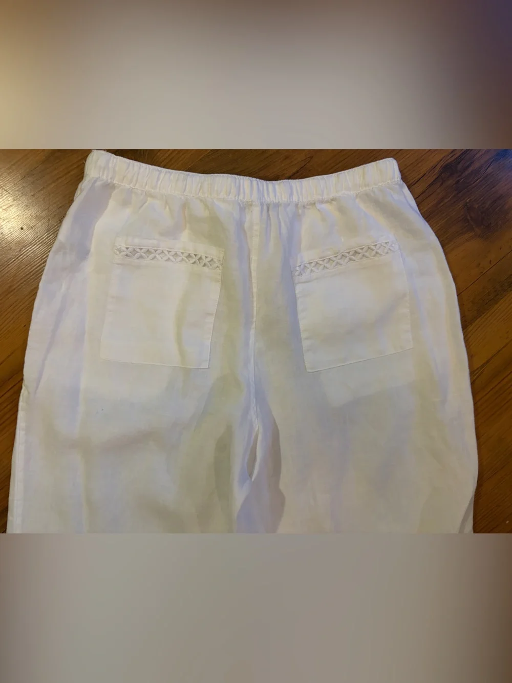 Joie White 100% Linen Crop white Drawstring pants M